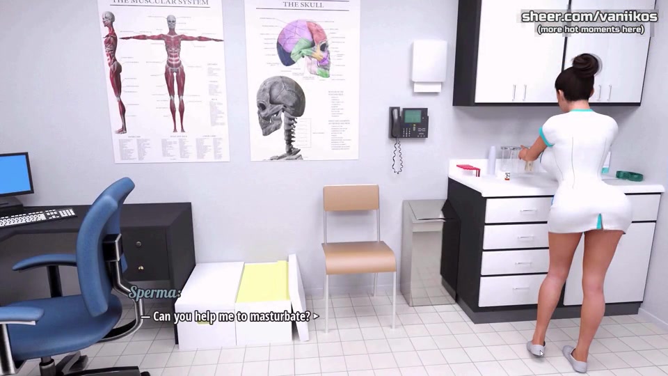 My cute roommate in a cartoon futa game with a handjob and cumshot finish