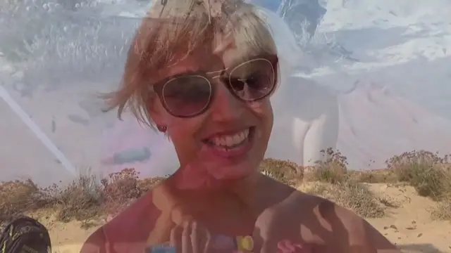 Gangbang, Blowjob and Fucking on a Nudist Beach. Blonde and 5 Guys.